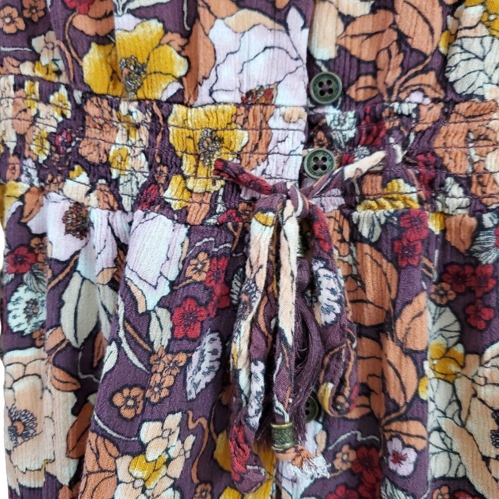 Knox Rose Midi Dress Medium Floral Cottage Core Prairie Tassel Button Front Boho - Picture 3 of 11